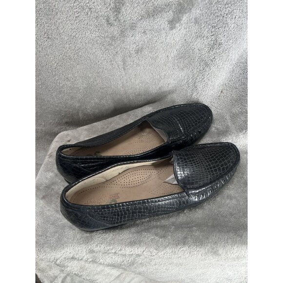 SAS Tripad Women's Size 11.5 N Simplify Leather Black Croc Slip On Loafers Shoes - Picture 1 of 7